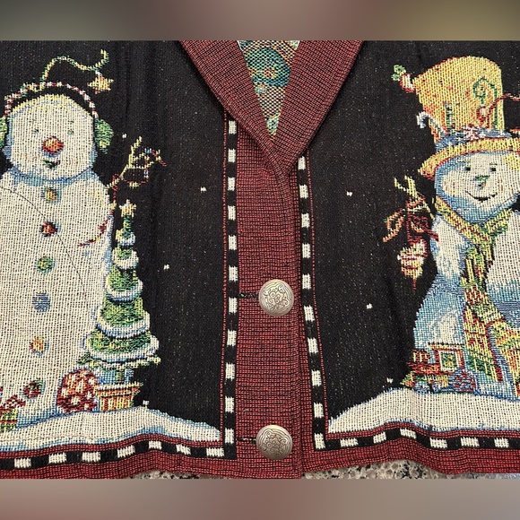✨VTG✨ Painted Pony Sweater Christmas Santa
Snowman Tapestry Jacket Med 🎅🏼☃️🎄 - Picture 6 of 15